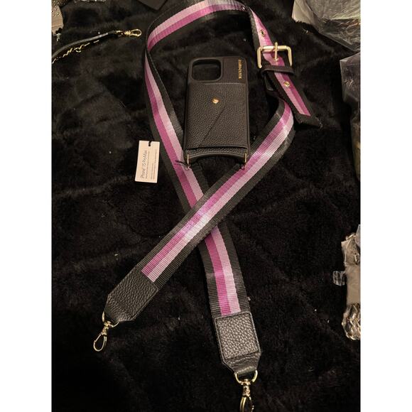 Bandolier 15 pro max Haley wallet case &
Thick nylon& leather purple skye strap - Picture 2 of 3